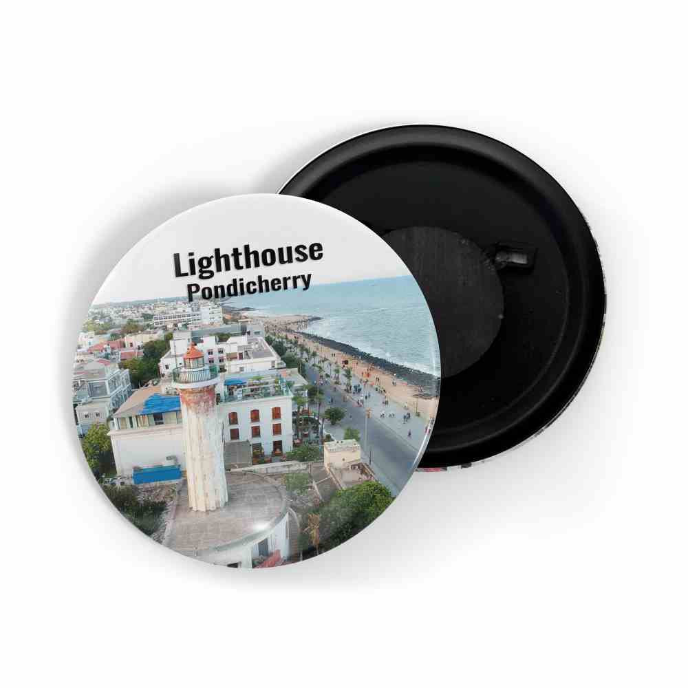 dhcrafts Fridge Magnet Multicolor Lighthouse Pondicherry Kerala Glossy Finish Design Pack of 1 (58mm)
